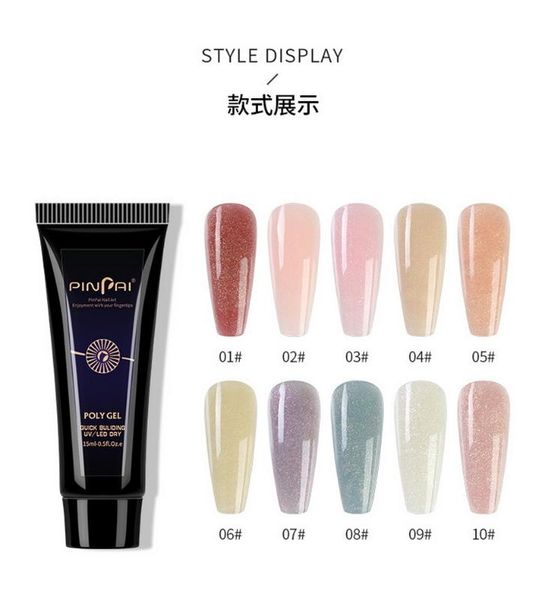 

200pcs 15ml clear pink nail uv led builder nail acrylic gel ancryle for building manicure art tip extension, Red;pink
