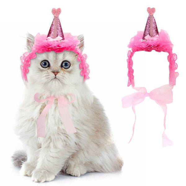 

1pc pet hat creative lovely lace heart pet headband costume hat for cats puppies party dress up supplies 3 styles