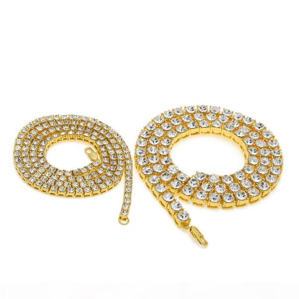 

мужчины цинковый сплав 1 ряд rhinestone ожерелья hiphop цепи позолоченные blingbling рок панк комплект ювелирных изделий, Golden;silver