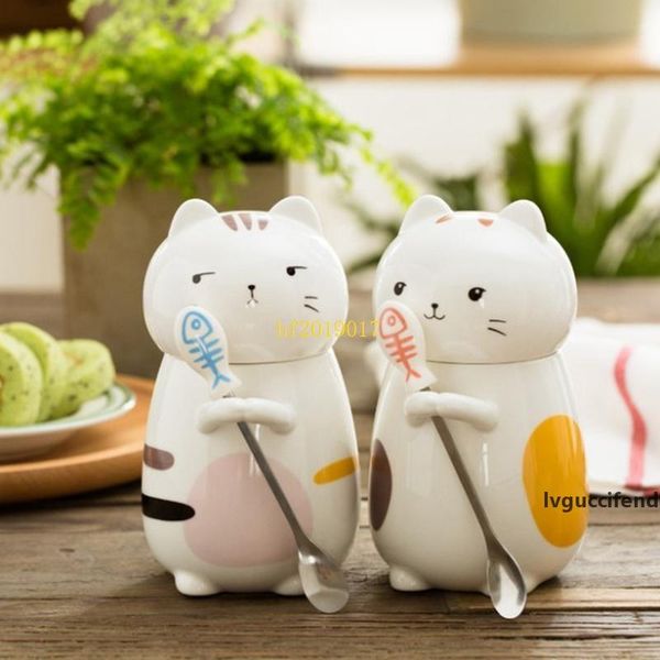 

super cute stereo cat cute ceramic water cup couple creative mug band cover coffee cup