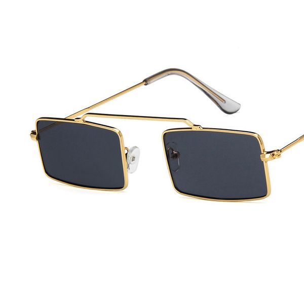 

vintage rectangele small sunglasses women retro brand metal frame men sun glasses red black yellow lens eyewear for female, White;black