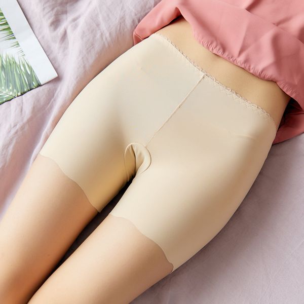 

langsha women boyshorts pants summer ice silk women's safety short pants seamless nylon exposed short girls underwear, Black;pink