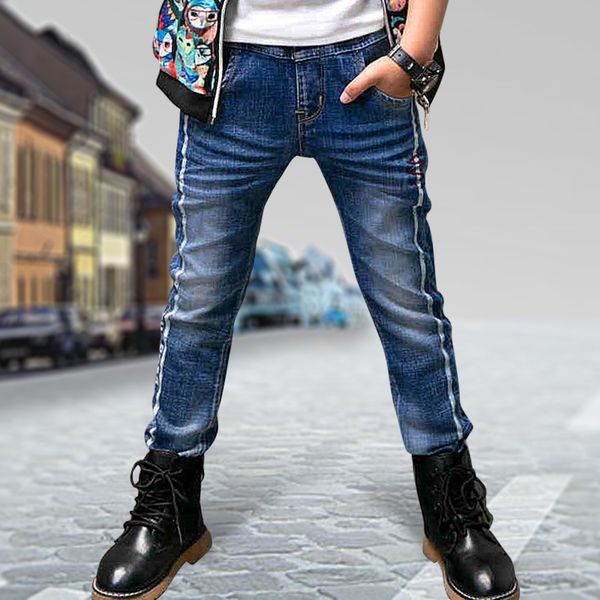 

boy's jeans 2020 clothing korean stretch jeans embroidered children's pants embroidery real pocket children's pants, Blue