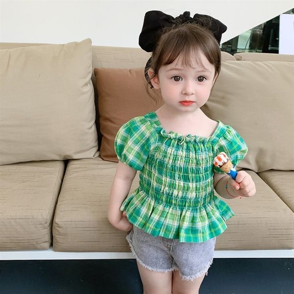

j2laa 2020 women's wear summer new waist plaid tong chen shan tong chen shan children's korean casual children's shirt babies, White;black