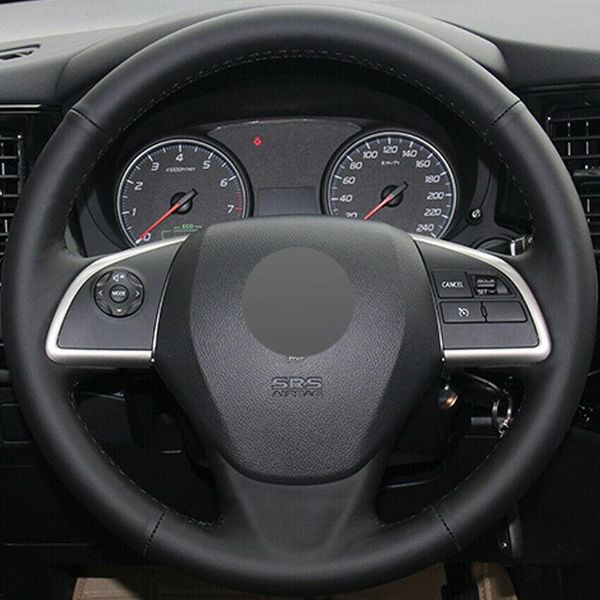 

black leather car steering wheel cover for mitsubishi outlander mirage asx l200