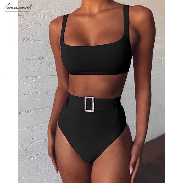 

solid high leg bandeau bikini set swimwear female two pieces swimsuit high waist bikini women bathing suit biquini, White;black