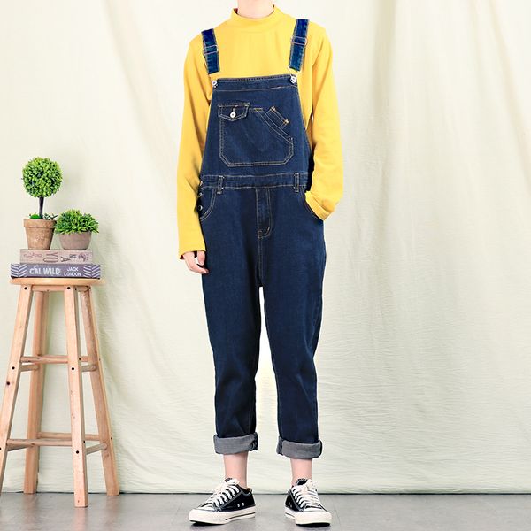 

men's jeans 2021 retro slim denim bib pants stretch korean sling, Blue