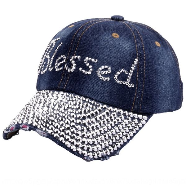 

rmv2o new all-match fashionable rhinestone hat men's and women's diamond-encrusted rhinestone cowboy baseball cap casual fashionab, Blue;gray