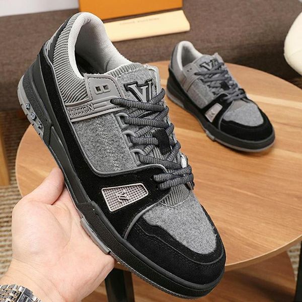 

luxury men shoes fashion design chaussures pour hommes lace -up mens shoes casual with origin box chaussures pour hommes sale, Black