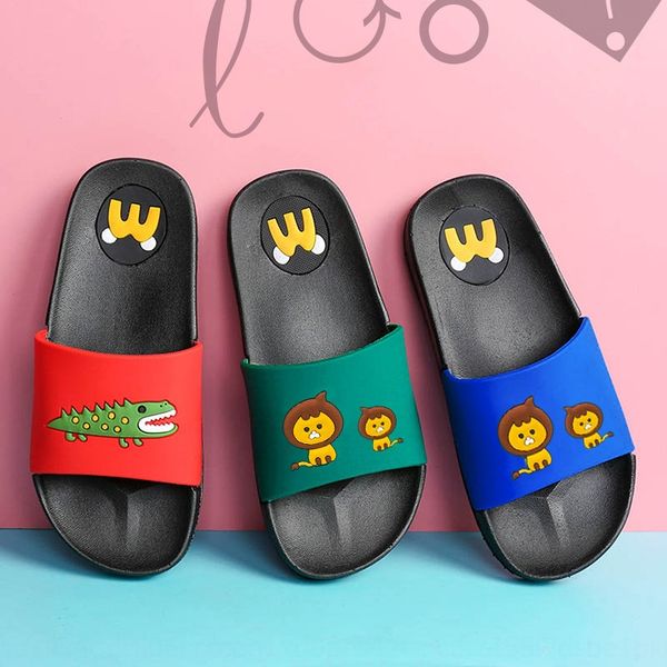 

children' shoes children slippers new home anti-skid male and female children korean cartoon cute soft bottom children' slippers, Black;grey
