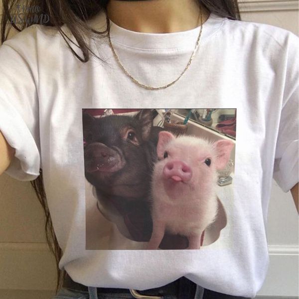 

2020 novelty harajuku kawaii tshirt cute fragrant pig print short sleeve amp; tees fashion casual t shirt women clothes, White