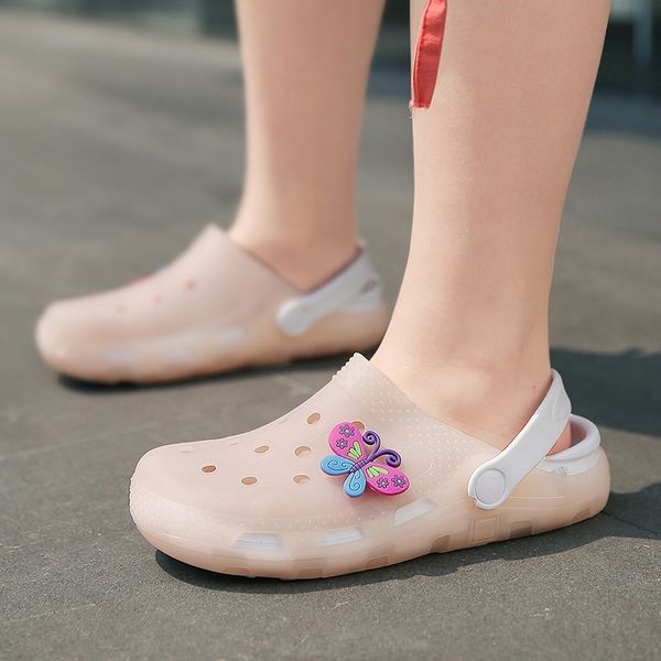 

fashion cartoon children's light shoes small medium boys and girls anti-skid and sandals two-wear sandals baotou garden cave shoes, Black;red