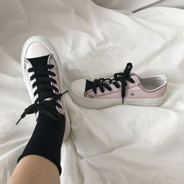 

2020 spring autumn canvas sneakers breathable lace up women shoes women's casual shoes mixed colors woman loafers 35-40, Black