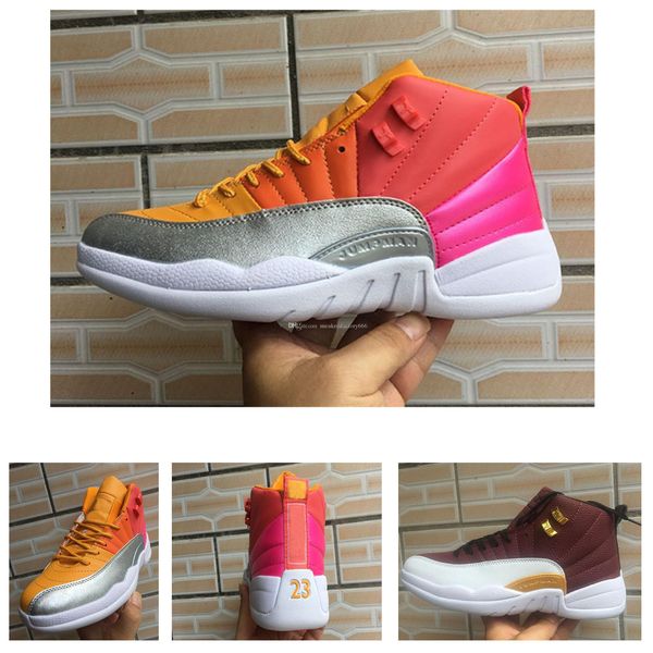 

12 12 gs punch mens basketball shoes 12s racer pink bright mango men trainers shoes size 7-13 with box, Black