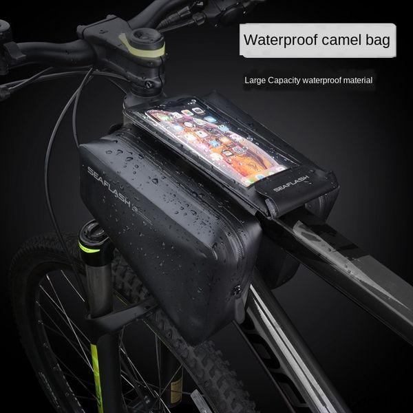 

tijdi outdoor waterproof bicycle touch screen saddle mountain bike bicycle mobile phone front beam mobile phone bag upper tube camel bag rid