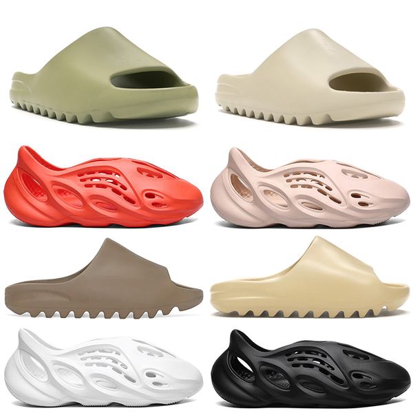 

2020 kanye west трусы мужчины женщины slide bone earth brown desert sand слайд смола мужской размер сандалии runner 36-45, Black