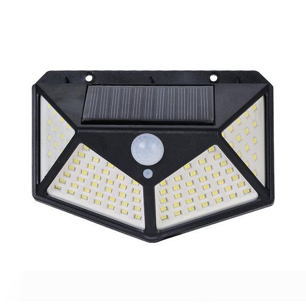 

100 led four-sided solar power light 3 modes 120 degree angle motion sensor wall lamp outdoor waterproof yard garden lamps