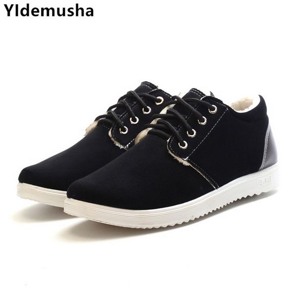 

men casual pu boots men's winter shoes warm fur snow boots 2020 classic winter sneakers ankle shoes men footwear, Black