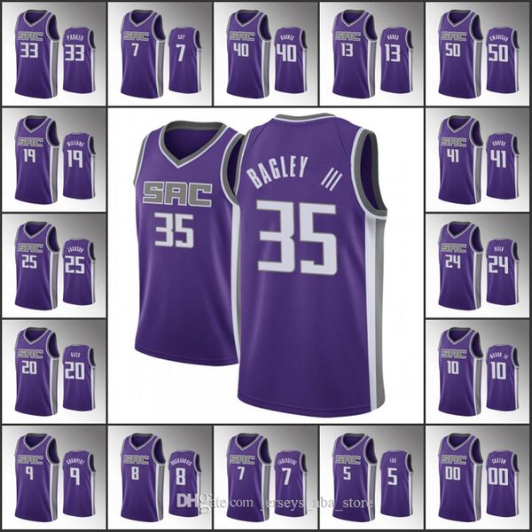 

sacramento kings men marvin bagley iii buddy hield de'aaron fox harrison barnes icon nba purple custom jersey 07, Blue;black