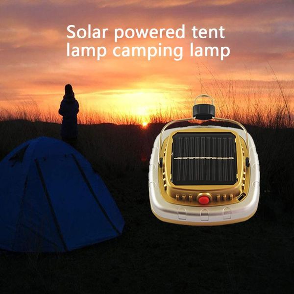 

portable led hiking camping lantern outdoor solar usb rechargeable tent lamp garden night market emergency light
