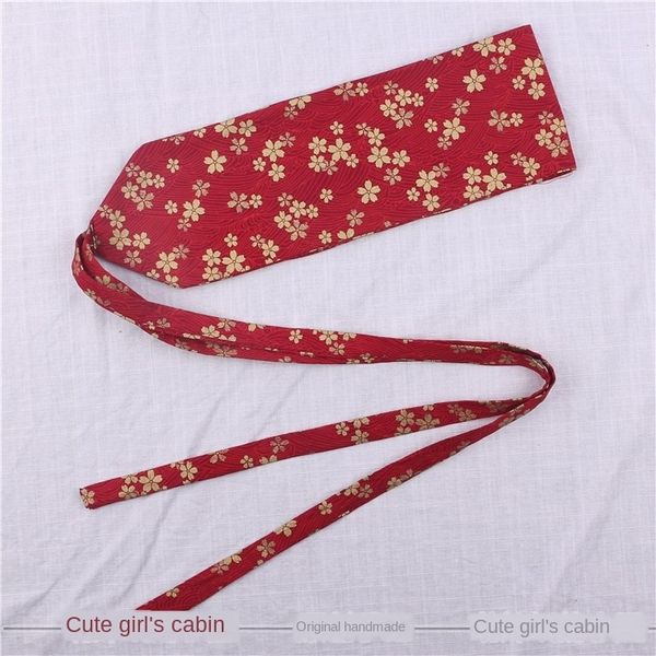 

japanese style kimono han suit strap women's chinese style literary outside waist seal decorative belt wide handmade kimono handmade, Black