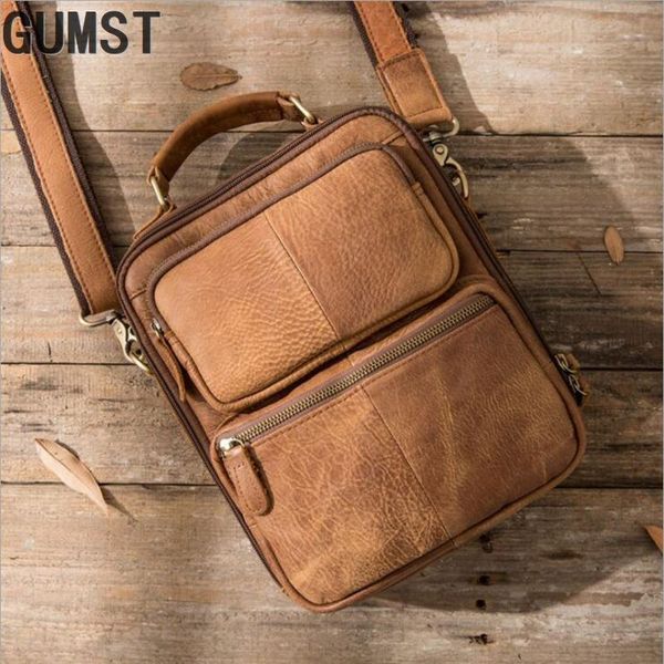 

gumst original retro leather men's matte leather casual shoulder messenger bag vertical section crazy horse skin men bag handbag