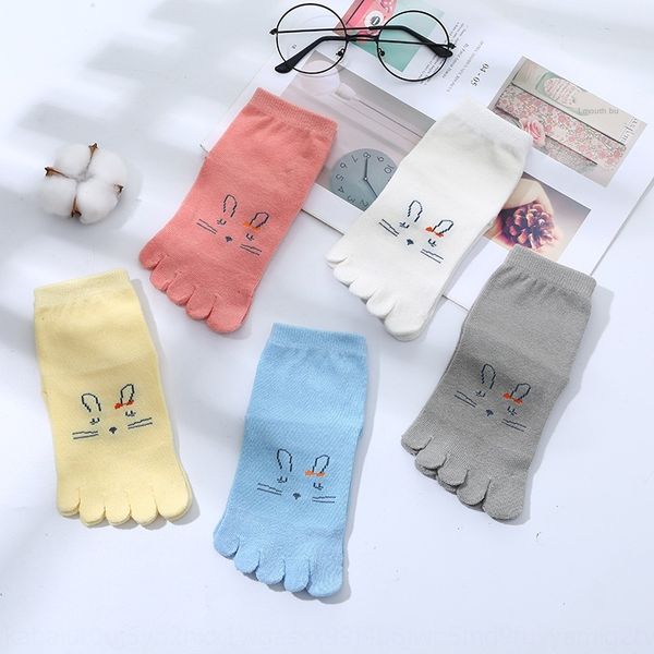 

children's children's socks pure cotton cartoon cute five-finger socks rabbit pattern summer and autumn straight 3-6-12, Pink;yellow