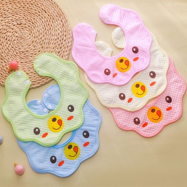 

cartoon newborn saliva towel cotton waterproof button bib infant 360-degree saliva towel bibbutton bibrotating petal bib 6003