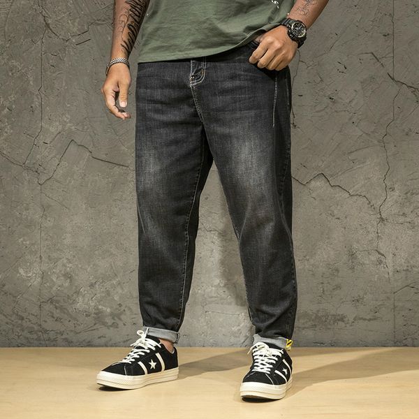 

7xl jeans men denim blue jean distressed mens jogger pants hip hop harem stretch man teenager trousers plus size 42 44 46 48