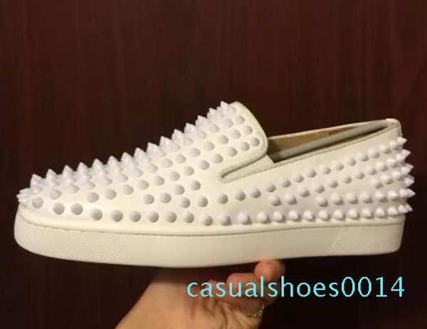 

2020 new luxury black gold glitter sequins red bottom shoes designer high spikes toe genuine leather flats party wedding sneakers c14