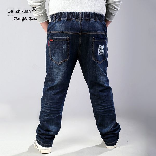 

tzdz1 boys plus plus medium and large size children's loose large size junior high school and single pants jeans students jeans single, Blue