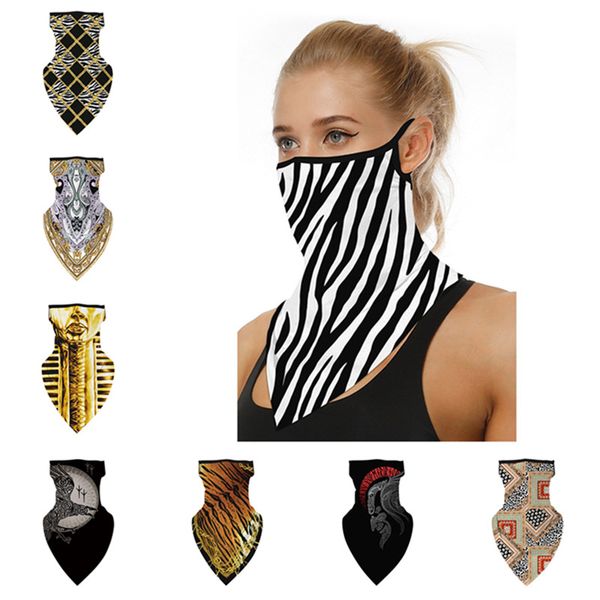 

fashion women face masks printing bandanas scarf windproof anti-uv headband seamless face mask neckerchief outdoor cycling mask 8 colors, Red;brown