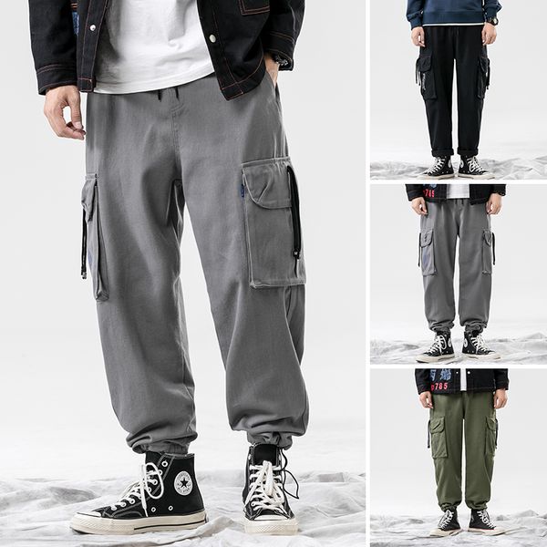 

men's pants autumn hip hop joggers overalls black fashions baggy pockets trousers