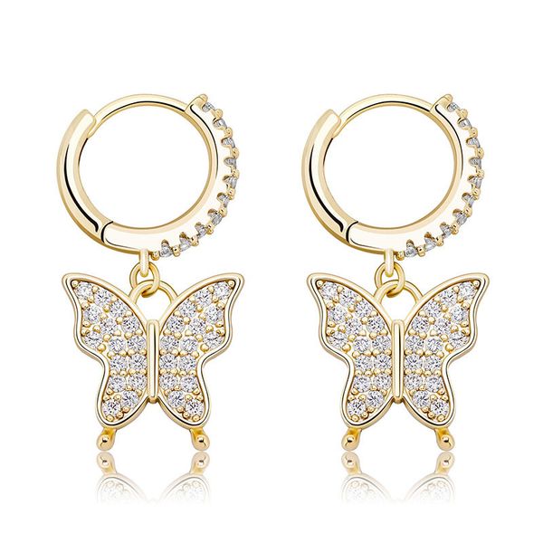 

charming women earrings gold silver color cz butterfly earrings hoops for wedding party nice gift for friend, Golden;silver