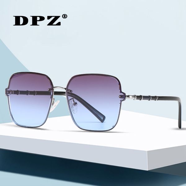 

2020 new gradient sunglasses women fashion square men rimless vintage brand design uv400 sun glasses, White;black