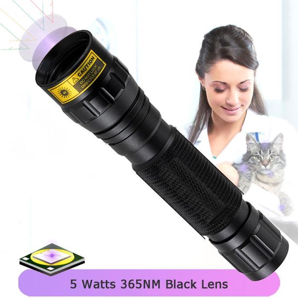 

flashlights torches 5 watts korean lg 365nm black light uv led lens 395nm torch lamp curing resin lanterna detector