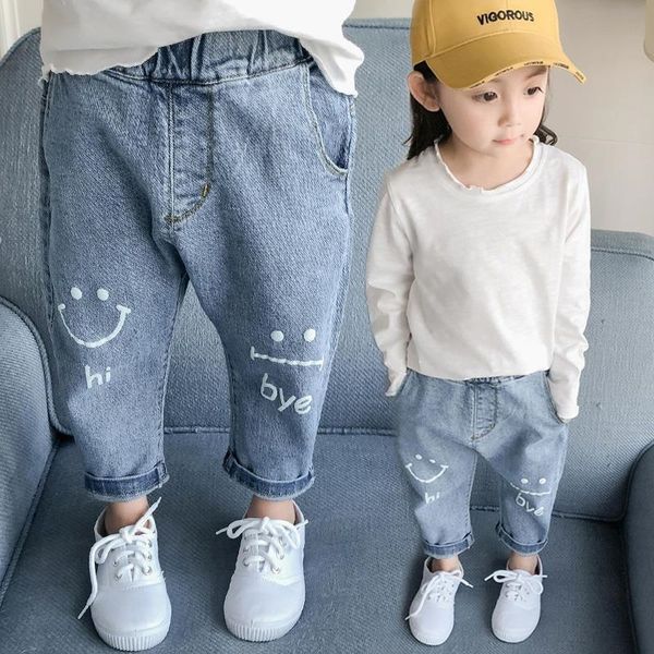 

4ptmc girls' jeans autumn clothes 2019 korean new jeans children's pants jerseys crawler trousers 1 children's 5 baby pants a, Blue