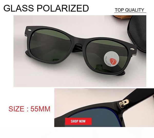 

2019 new vintage sunglasses women retro g15 polarized glass lens sunglasses famous brand designer rd2132 square sun glasses 55mm gafas, White;black
