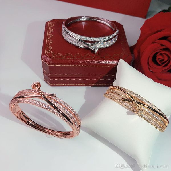 Vite di moda calda Chiodi da trapano completi Braccialetti d'oro Braccialetti da donna Punk per il miglior regalo lussuoso Bracciale incrociato di gioielli di qualità superiore