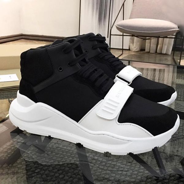 

comfortable men boots fashion classic skateboarding shoes vintage check cotton sneakers breathable high lace -up men shoes, Black