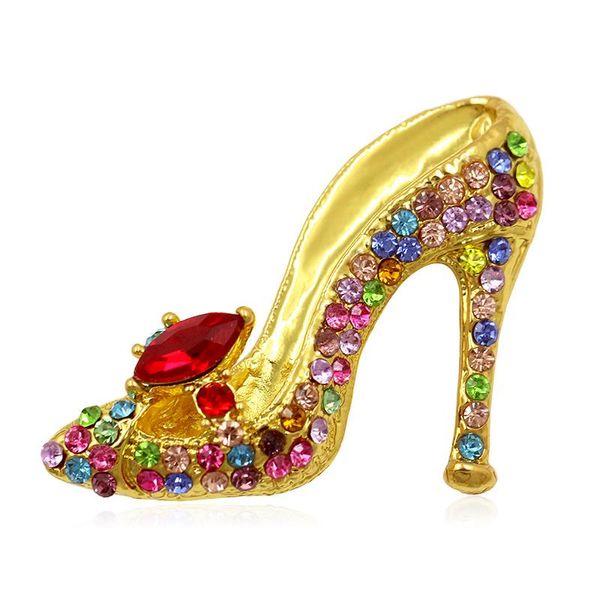 Multi-cores cristal Pedrinhas sapatos de salto alto broche por Mulheres