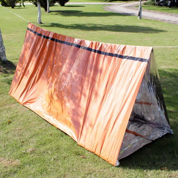 

ajvhi outdoor camping portable orange warm sleeping bag tent pe new orange emergency tent sleeping bag thermal blanket raincoat tear resista