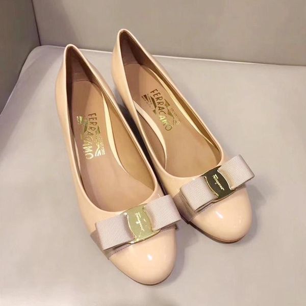 

new womens pumps shoes 3 .5cm chunky heel lady dress shoes vara bow pump shoe luxury bombas de mujer womens shoes fashion pompe da donna, Black