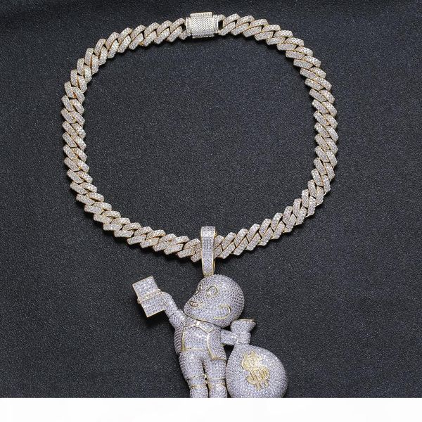 

iced out pendant luxury designer necklace statement hip hop jewelry mens bling diamond cuban link chain rapper big pendants charms hiphop, Silver