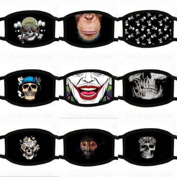 

2016 blue skull face mask reusable cartoon print cubrebocas contaminacion ultraviolet proof washable running riding bike protective bde2
