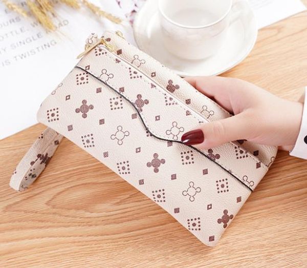 

designer hand bag 2020 new fashion printing female clutch pu leather coin purse hand bag, Red;black