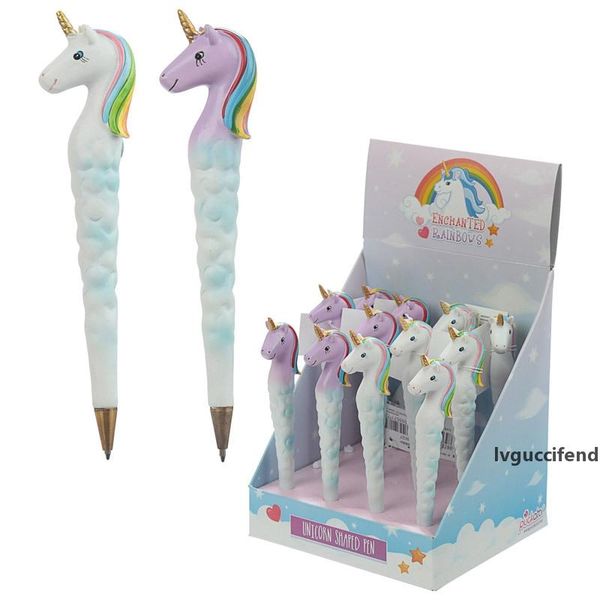 

cartoon unicorn ball pen cute simulation animal shape resin ballpoint pens student stationery office supplies gift 9 5kq c, Blue;orange