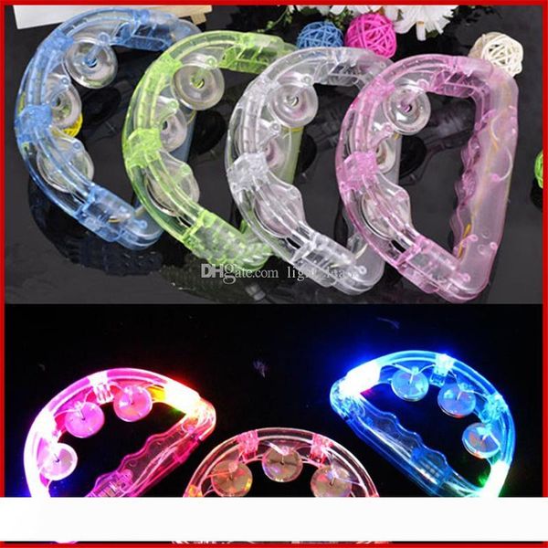

led flashing tambourine rattle hand bell kids light up luminous toy ktv bar decoration glow led lights party supplies