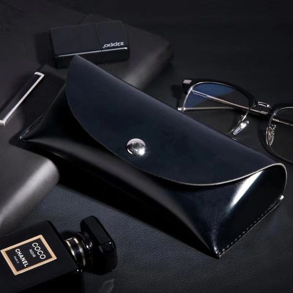 

leather fashion case case men's and women's handmade leather glasses box sun glasses box, Blue