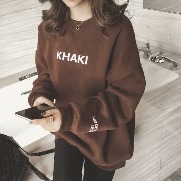 

autumn and winter new clothing korean style velvet thickened women's sweater women's long pullover pullover sleeve base shirt, Black